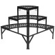 Three-tier metal corner plant display rack with durable frame and spacious partitions, ideal for balcony or patio use.
