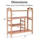 Four-tier bamboo shoe rack with slatted design, ideal for entryway storage, holding up to 14 pairs of shoes.