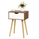 End side storage drawer nightstand with solid wooden legs, featuring a smooth sliding drawer and a stylish design for.
