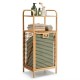 Natural bamboo laundry hamper with open design, removable liner, and 2-tier shelf for easy access to essentials.