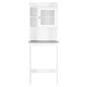 White over-the-toilet cabinet with adjustable shelves, faux marble top, and solid MDF construction for modern bathroom.