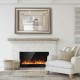 40-inch recessed electric fireplace with tempered glass, crystal decoration, and adjustable flame colors for cozy.
