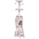 56-inch cat play tree with scratching posts, cozy hideaway, and two platforms for climbing and lounging.