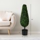 Lifelike 3-foot artificial tower topiary tree in a black pot, UV resistant for indoor or outdoor decor, 34" tall.