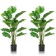 5 feet artificial monstera tree set with 15 large leaves, made of durable PEVA, ideal for indoor or outdoor decoration.