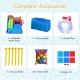 Inflatable water slide accessories including ground stakes, ocean balls, carrying bag, and repair kit for summer fun.