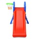 Kids plastic folding slide with basketball hoop, featuring a durable design and non-slip steps for safe indoor play.