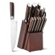 15-piece stainless steel knife block set with ergonomic hardwood handles and hammered blades for efficient kitchen prep.