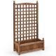 Wood planter box with trellis, featuring a spacious design and sturdy construction, perfect for supporting climbing.