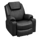 Electric power lift recliner chair in black leather with massage features, cup holders, and USB port for ultimate.