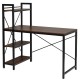 47.5-inch writing study computer desk with 4-tier shelves in tan, featuring an X-shape frame for stability and.