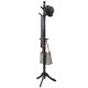 Black adjustable wooden coat rack with 9 hooks, ideal for hanging hats, bags, and scarves in any room.
