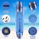 Inflatable paddle board with non-slip EVA deck, removable fins, and carry handle, perfect for water activities and.