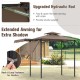 Extended awning of the 11 x 5 FT grill gazebo in brown, featuring sturdy hydraulic rod support for extra shade.