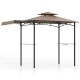 11 x 5 FT brown grill gazebo with side awning, double-tiered top, and storage shelves for outdoor gatherings.