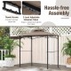 Grill gazebo with brown double-tiered top and adjustable extension tubes for easy assembly and added shade.