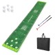 11 FT putting green mat with adjustable putters and balls, ideal for indoor or outdoor golf practice and fun.