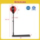 Adjustable kids punching bag with freestanding base, red and black design, height 33.5"-51", perfect for developing.