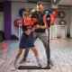 Kids punching bag with adjustable stand and gloves, designed for hand-eye coordination and fun, in red and black colors.