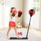 Kids punching bag with adjustable stand and red boxing gloves, designed to enhance hand-eye coordination and confidence.