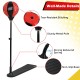 Kids punching bag with adjustable stand, red and black design, freestanding base for stability, promotes hand-eye.