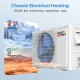 Mini split air conditioner with heat pump, showcasing chassis electrical heating for extreme weather use.