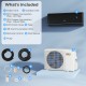 GreyVolt Series 12000 BTU mini split AC unit with indoor and outdoor components, ideal for rooms up to 750 sq.ft.