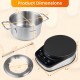 Dimensions of the 1200W Electric Fondue Pot Set with a 3 L stainless steel pot and color-coded forks for easy serving.