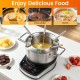 Electric fondue pot set with a 3 L stainless steel pot, 6 color-coded forks, and 1200W power for easy melting and heating.