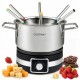 Electric fondue pot set with a removable stainless steel pot, 6 color-coded forks, and 2.3 L capacity for gatherings.