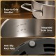 Close-up of the stainless steel pot with integrated scale lines and easy-to-grip handles for the electric fondue set.