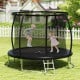 Children jumping on a 12FT outdoor trampoline with safety enclosure net, designed for fun and physical exercise.