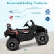 12V battery powered electric vehicle in black with remote control, featuring enhanced safety and soft start for kids.