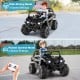 Kids driving mode 12V electric vehicle in black, featuring 2 speed settings and LED headlights for safe outdoor fun.