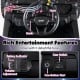 Dashboard view of the 12V battery powered ride-on tractor featuring music, gear switch, and battery indicator for kids'.