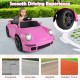 Pink 12V electric ride-on car with remote control, designed for smooth driving on various surfaces like asphalt and.