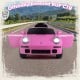 Pink 12V electric ride-on car licensed RUF CTR with remote control, LED headlights, and openable doors for kids.