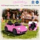 Pink 12V Electric Ride On Car with remote control, music, and safety features for kids aged 3 and up.