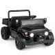 12V electric ride-on truck in black with dump bed, music panel, and remote control for kids aged 3-6 years.