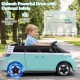 Kids electric car bus in blue with LED headlights, 12V battery, dual motors, and music features for safe driving fun.