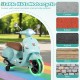 Kids electric motorcycle in green with training wheels, music features, and wear-resistant wheels for safe outdoor fun.
