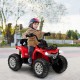 Red 12V kids ride-on ATV with headlights, oversized wheels, and MP3 function for fun outdoor adventures.