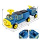 Colorful 12V kids ride-on train with detachable carriage, designed for safe outdoor fun and storage, suitable for ages.