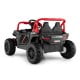 Off-road UTV for kids in black with parental remote, LED headlights, and safety features for a fun driving experience.