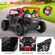 Kids ride-on truck with parental remote, LED headlights, and back storage slot for toys, designed for safe outdoor fun.