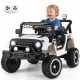Kids ride-on truck in black with remote control, 3 speeds, and a comfortable 14" seat for children aged 3-5 years.