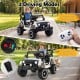 Kids ride-on truck in black features 2-speed manual control, 3-speed remote control, and 4-wheel suspension for outdoor fun.