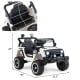 Kids ride-on truck with remote control, 14" wide seat, 4-wheel suspension, and bright lights for outdoor fun.