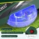Translucent deck of the 12V ride-on lawn mower for kids with LED lights and spinning blades for realistic mowing action.