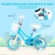 Kids bike with adjustable seat and handlebar, dual brakes, and removable basket for fun and safe riding.